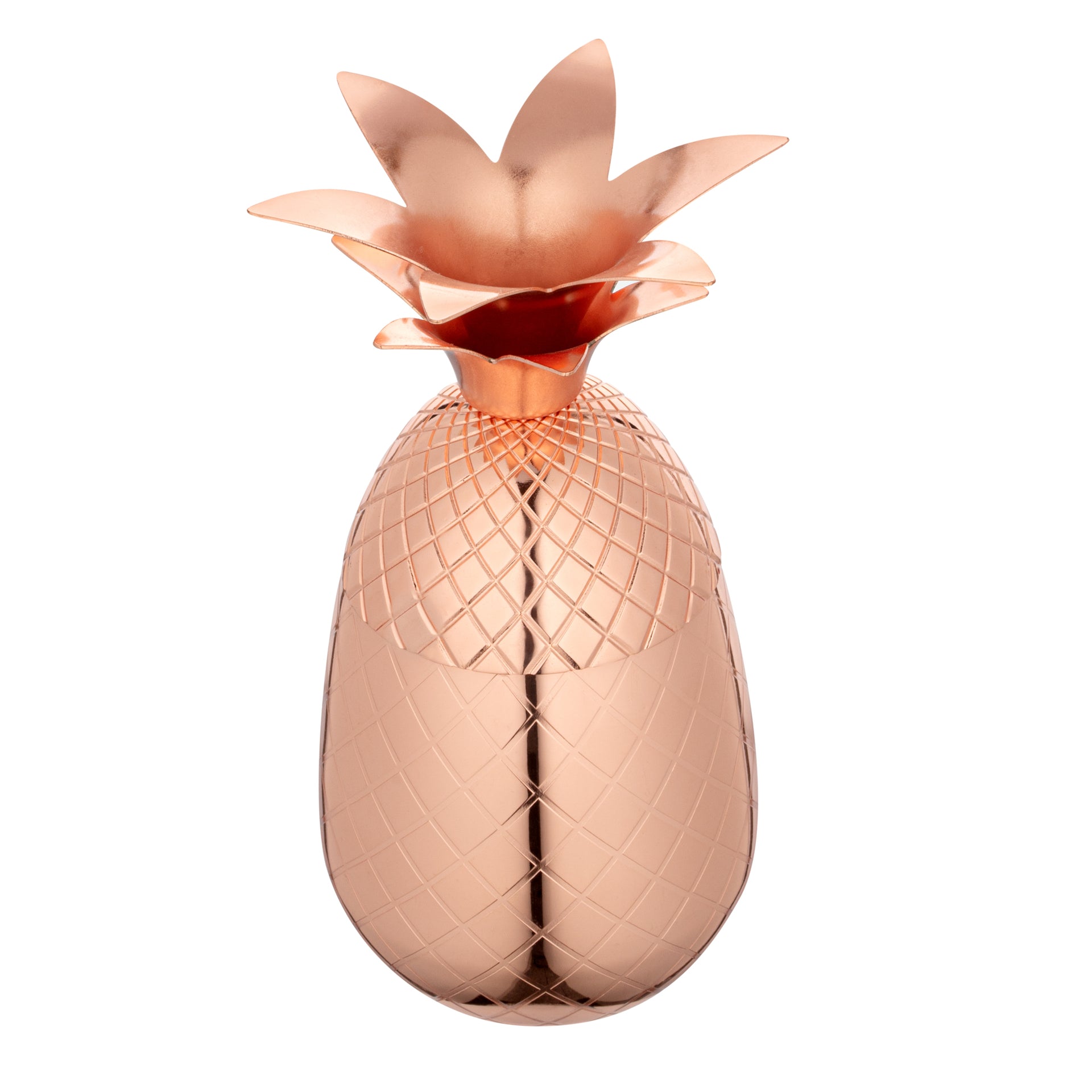Bar Lux 16 oz Copper-Plated Stainless Steel Pineapple Tumbler - 3 1/2" x 3 1/2" x 7 1/2" - 1 count box