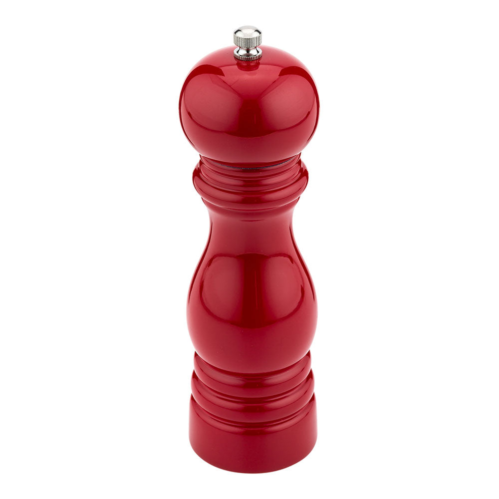 Chef 101 Classic French Red Wood Pepper Mill - High Gloss - 2 1/4" x 2 1/4" x 7 1/2" - 1 count box