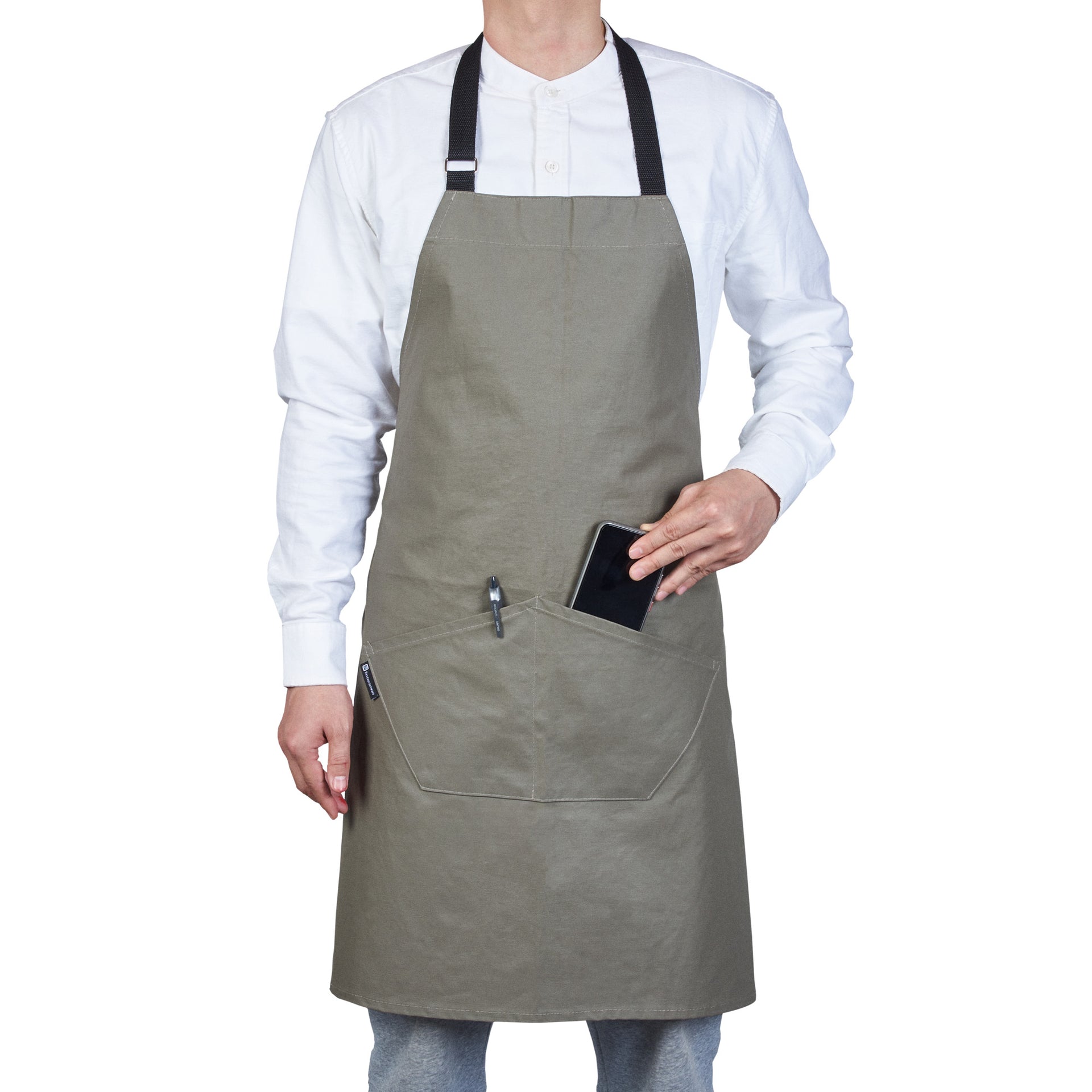 RW Threads Gray Cotton Cooking Apron - Flame Retardant - 32" x 26" - 1 count box