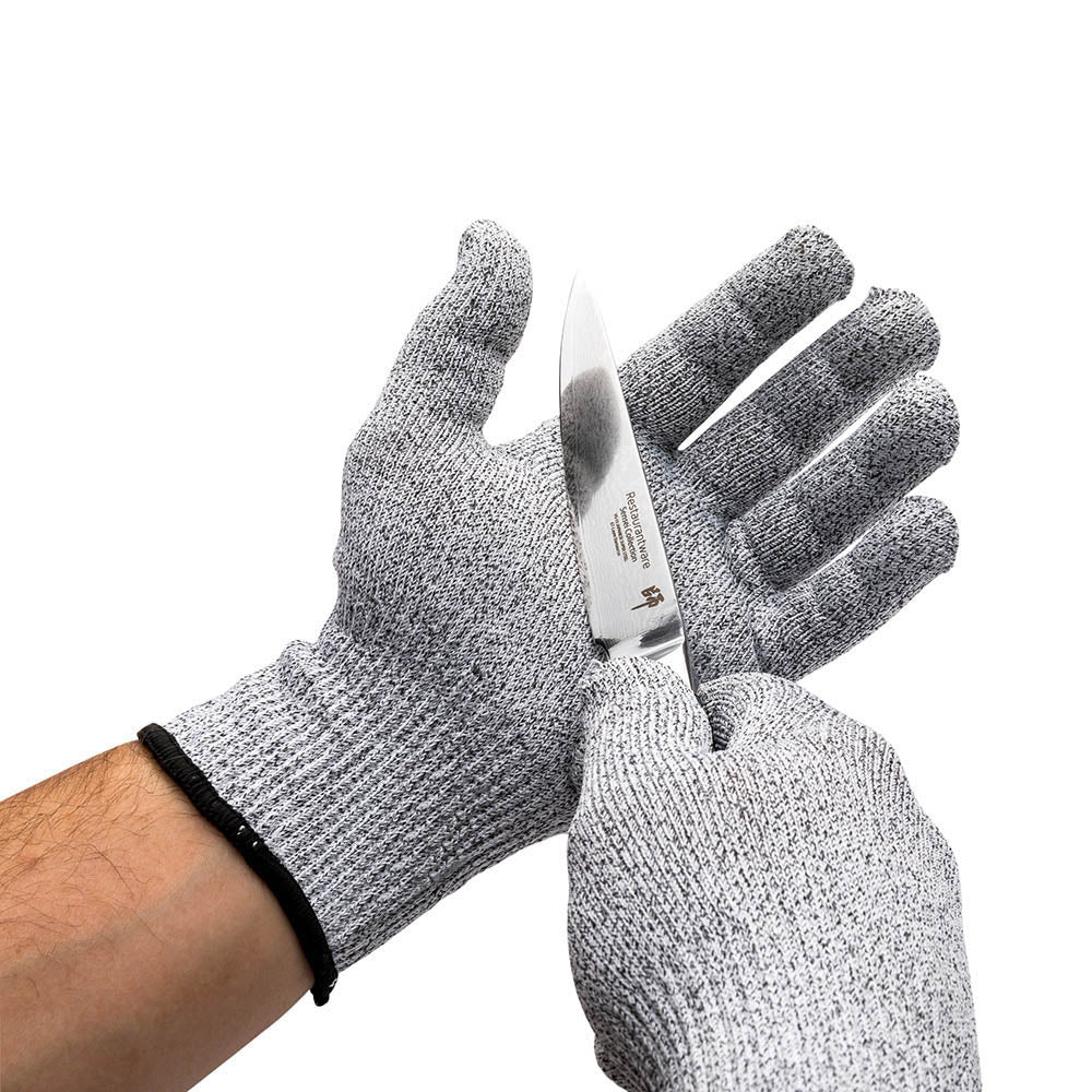 Life Protector Gray Large Cut-Resistant Gloves - Level 5, Food Safe - 9" x 5" - Pair - 1 count box