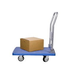 RW Clean Blue Plastic Small Folding Platform Cart - 660 lb Capacity - 31 1/2