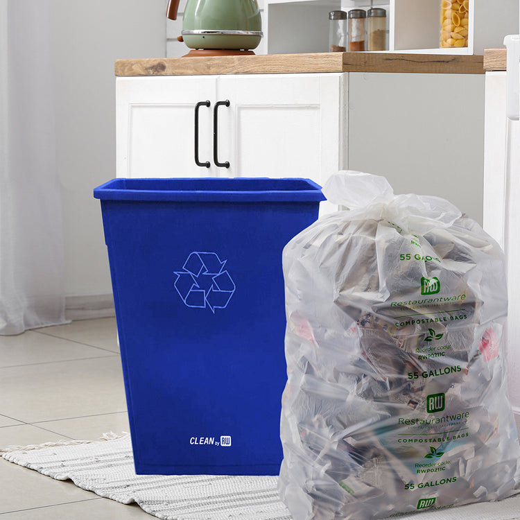 Waste Container Reorder Recycling Bags RW Clean 23 Gal Blue