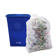 RW Clean Blue Plastic Recycling Trash Can Lid - Fits 23 gal Slim Trash Can - 22