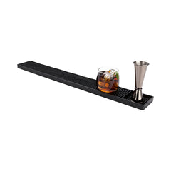 Bar Lux Black Rubber Bar Mat - No Spill, Drink Compartment - 23 3/4