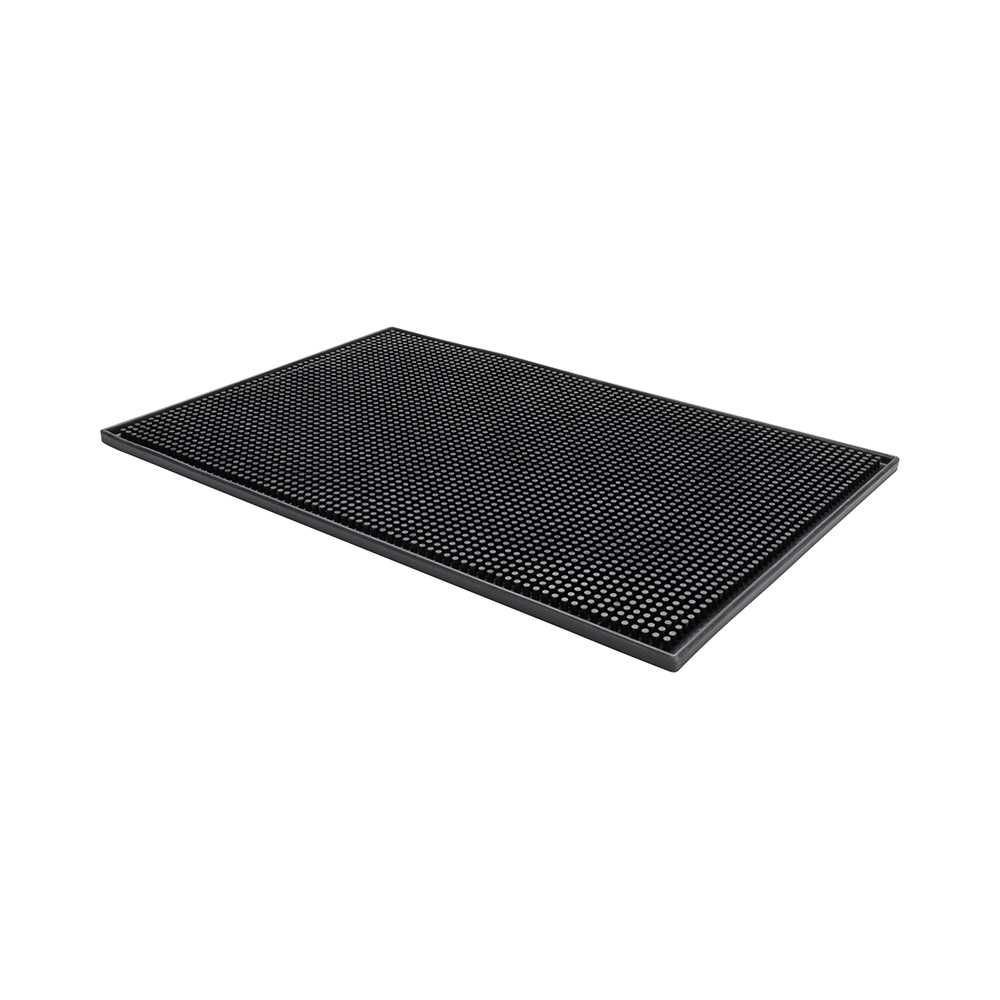 Bar Lux Black Rubber Service Bar Spill Mat - Non-Slip - 17 3/4" x 11 3/4" - 12 count box