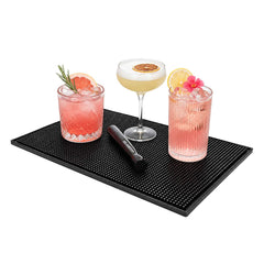 Bar Lux Black Rubber Service Bar Spill Mat - Non-Slip - 17 3/4