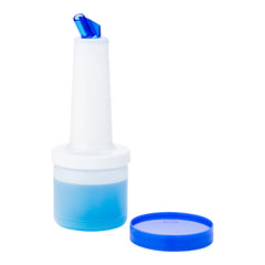 Bar Lux 0.5 qt Plastic Quick Pour Storage Container Bottle - with Blue Spout and Lid - 3 1/2