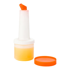 Bar Lux 0.5 qt Plastic Quick Pour Storage Container Bottle - with Orange Spout and Lid - 3 1/2