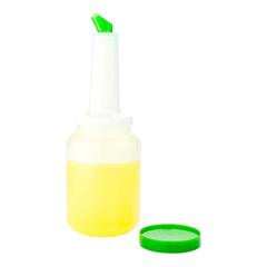 Bar Lux 2 qt Plastic Quick Pour Storage Container Bottle - with Green Spout and Lid - 4 3/4