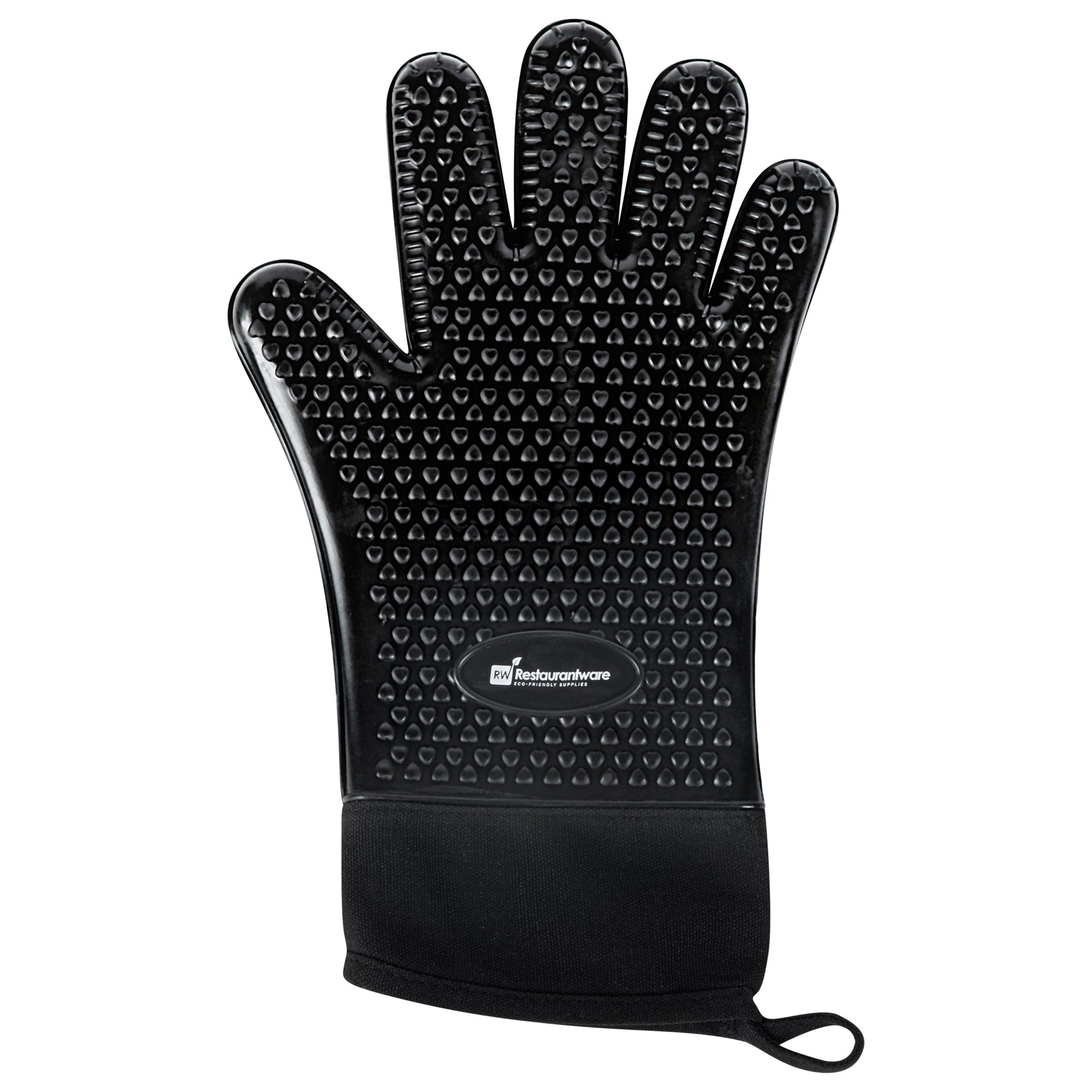Comfy Grip Black Silicone Oven Mitt - Heat-Resistant, Cotton Lining - 13" x 7 1/2" x 1/2" - 1 count box