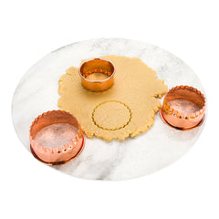 Pastry Tek 3-Piece Copper-Plated Metal Fluted Round Cookie Cutter Set 1 count box