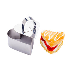 Pastry Tek Stainless Steel Heart Pastry Ring Mold with Press 3.2 x 1.6 inch 1 count box