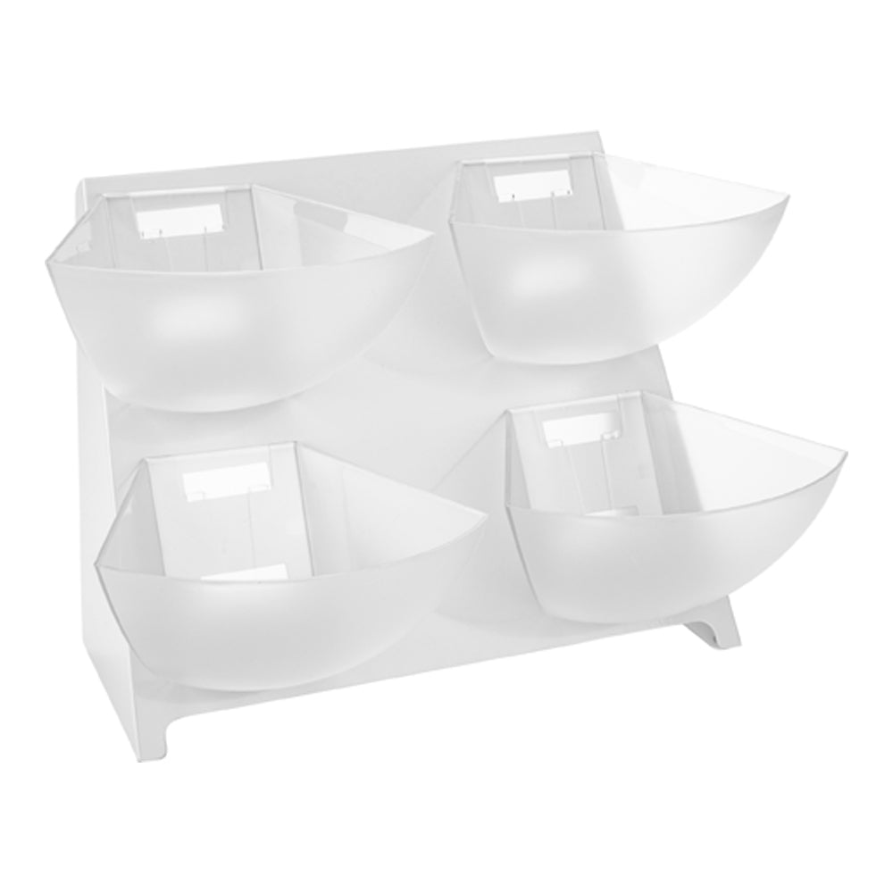 Met Lux Condiment Holder - White, Steel - 4 Clear Bins - 15 1/2" x 10" x 10 1/2" - 1 count box