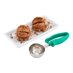 Comfy Grip 2.5 oz Stainless Steel #12 Portion Scoop - with Green Ambidextrous Handle - 10 count box