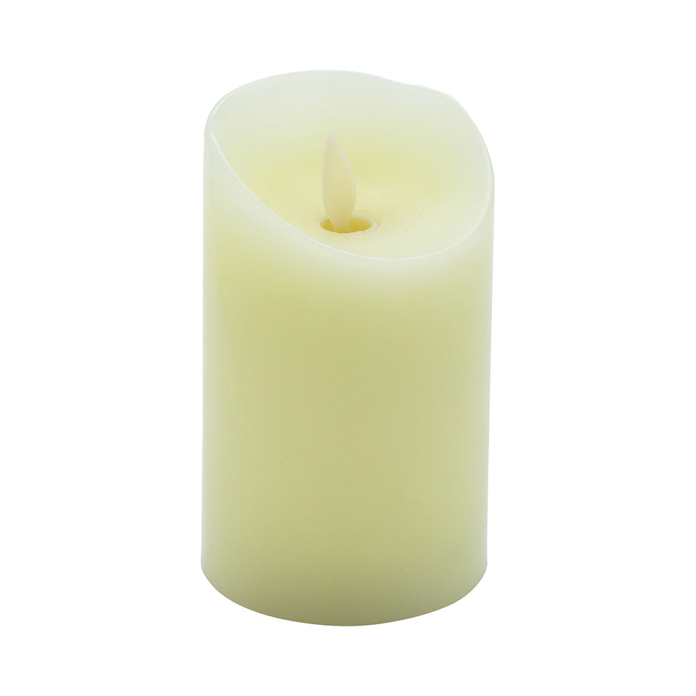 Fire Tek Ivory Plastic Flameless Pillar Candle - Real Wax, Programmable - 3" x 3" x 5" - 1 count box