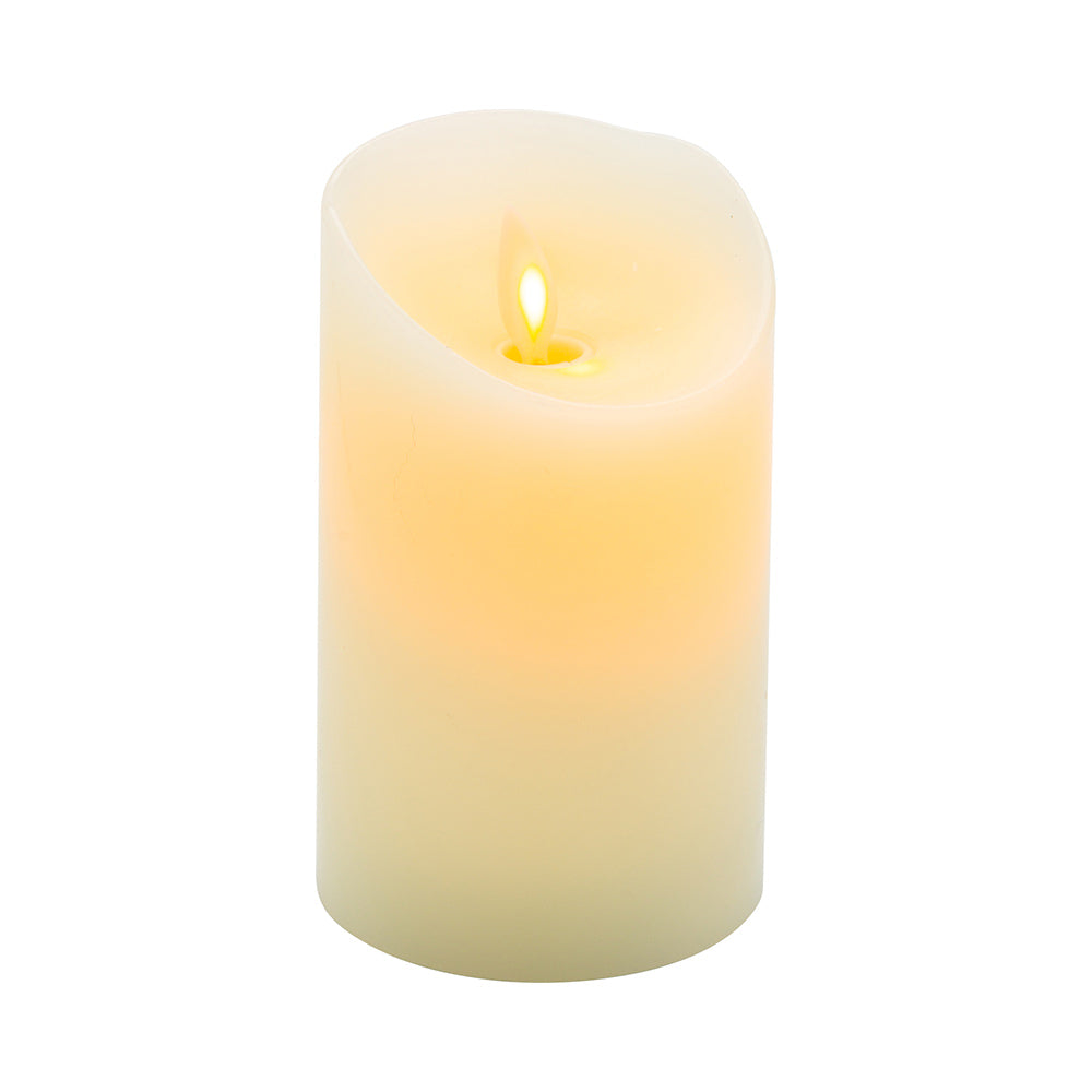 Fire Tek Ivory Plastic Flameless Pillar Candle - Real Wax, Programmable - 3" x 3" x 5" - 1 count box