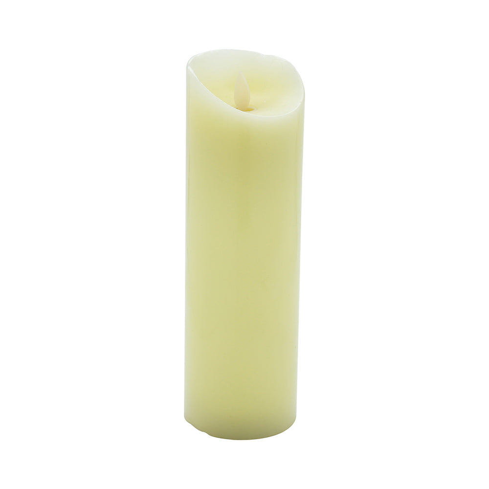 Fire Tek Ivory Plastic Flameless Pillar Candle - Real Wax, Programmable - 3" x 3" x 8 3/4" - 1 count box