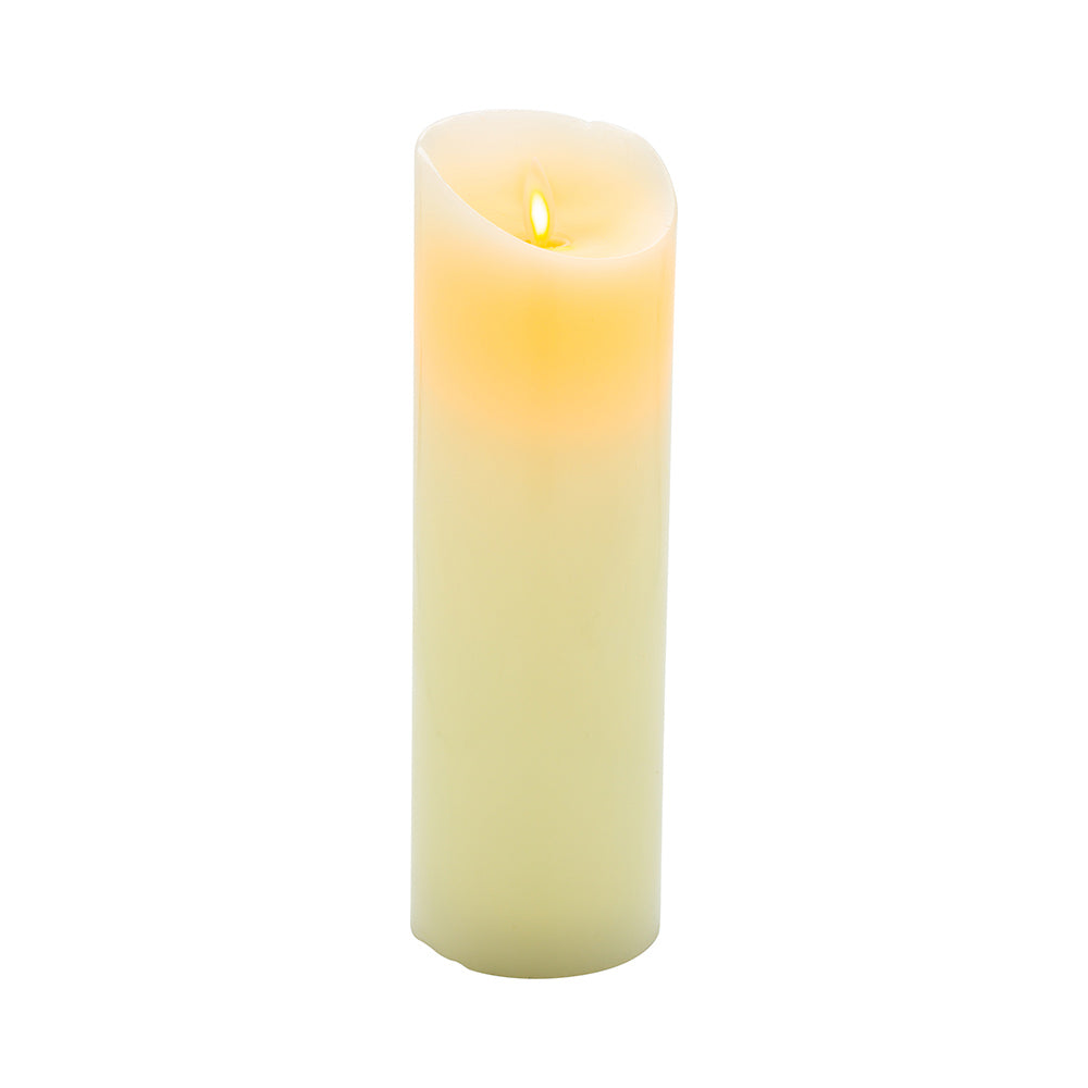 Fire Tek Ivory Plastic Flameless Pillar Candle - Real Wax, Programmable - 3" x 3" x 8 3/4" - 1 count box
