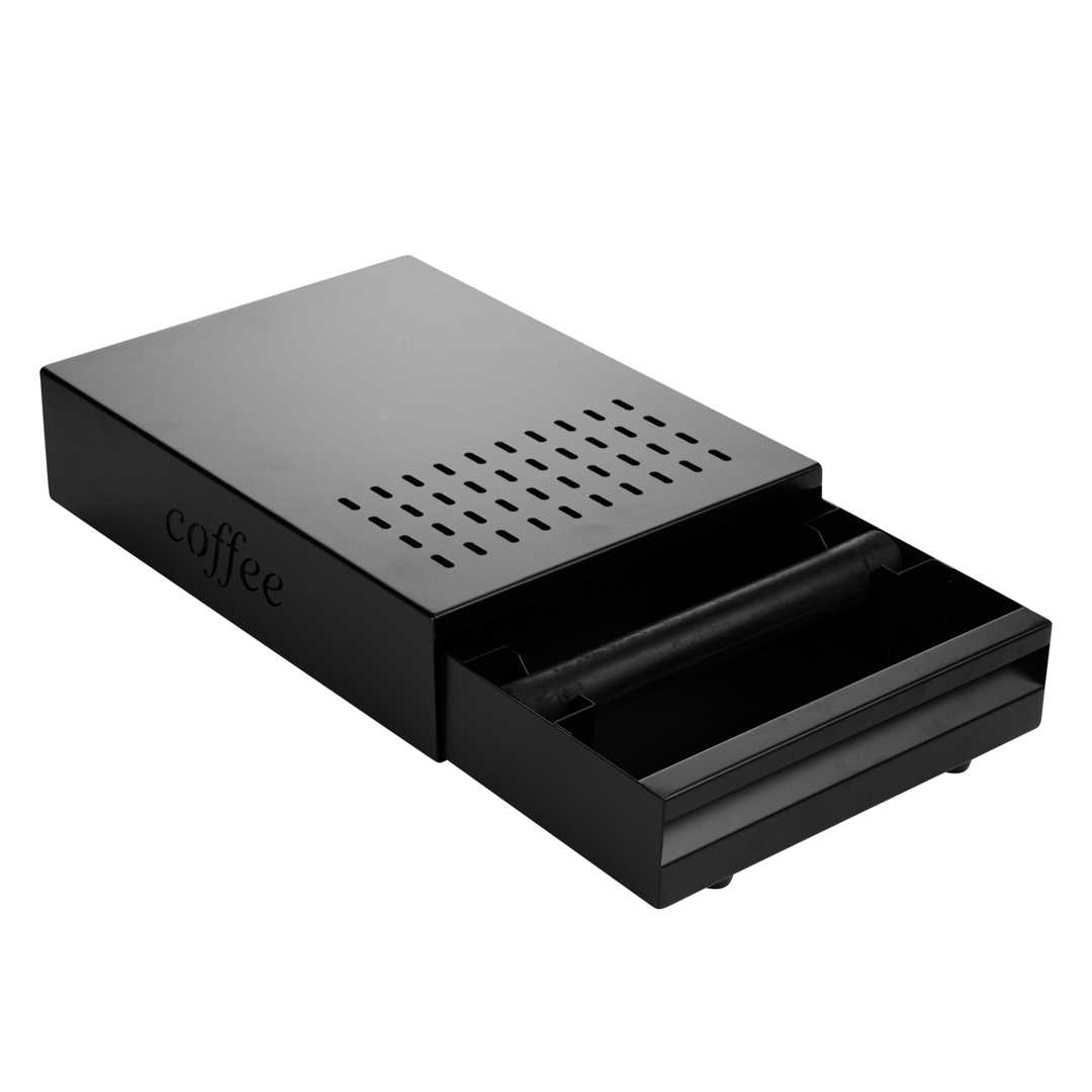 Restpresso Black Stainless Steel Coffee Knock Box Drawer - 13 1/2" x 9 3/4" x 3 3/4" - 10 count box