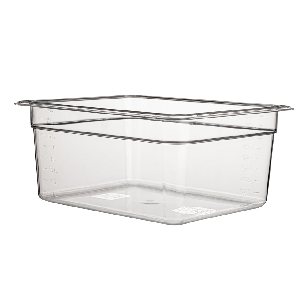 Met Lux Rectangle Clear Plastic 1/2 Size Cold Food Storage Container - 6" Depth - 1 count box