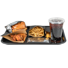 Chef 101 Rectangle Black Plastic Fast Food Tray - 12