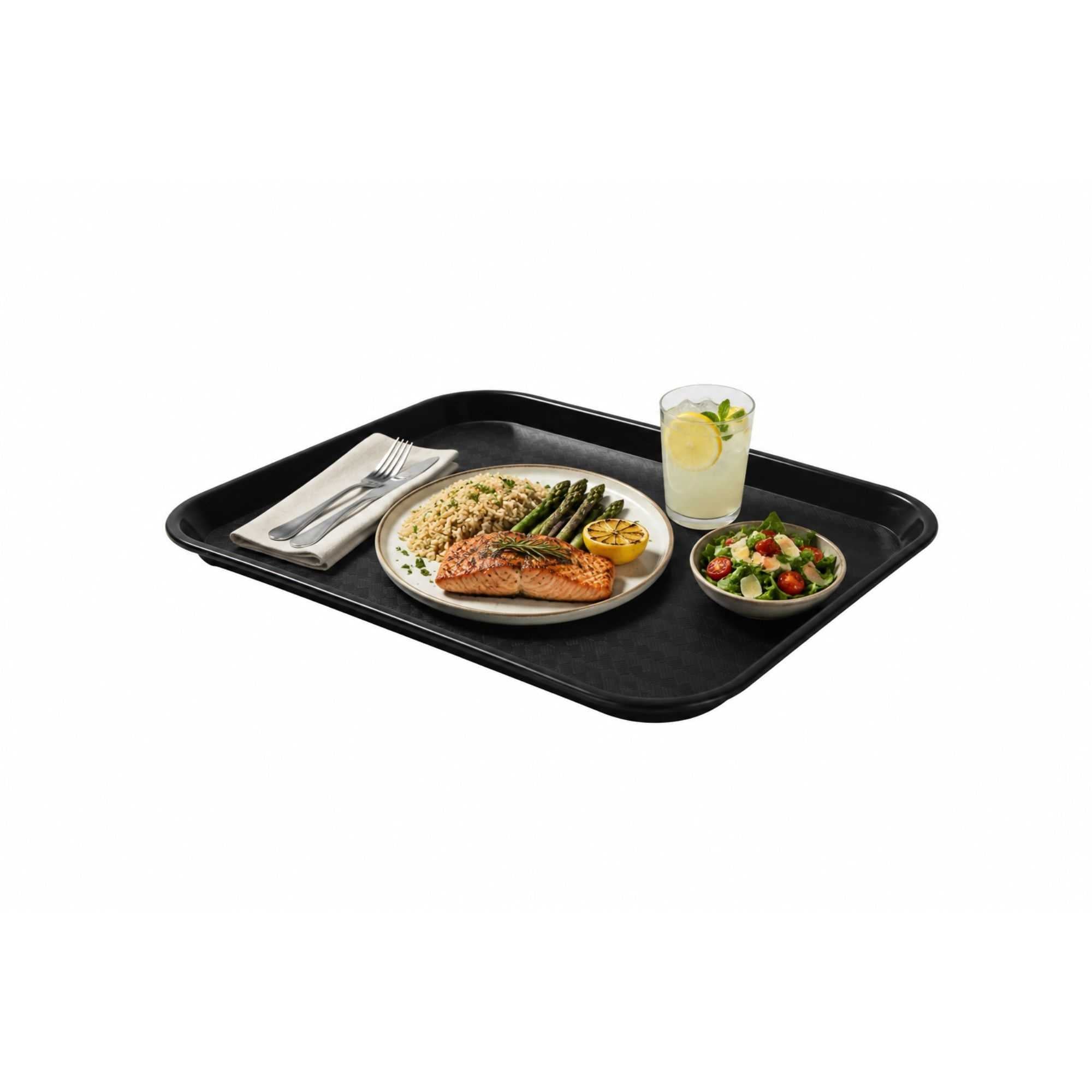 Chef 101 Rectangle Black Plastic Fast Food Tray - 14" x 18" - 50 count box