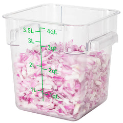 Met Lux 4 qt Square Clear Plastic Food Storage Container - with Green Volume Markers - 7