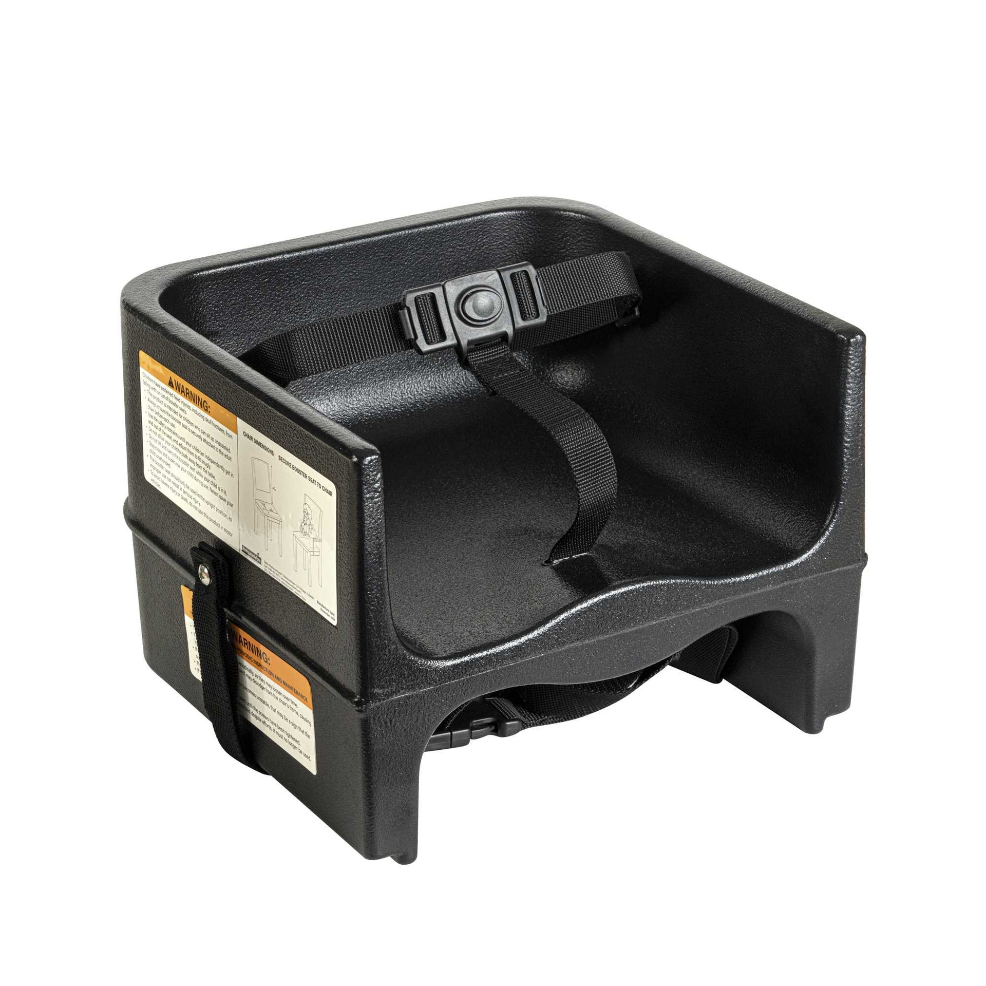 Table Tek Black Plastic Booster Seat - Dual Height, with Strap - 12 1/2" x 8 3/4" - 1 count box