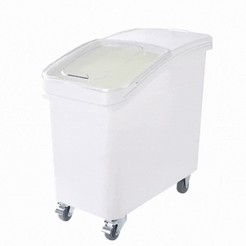 Met Lux 27 gal Rectangle White Mobile Ingredient Bin - with Lid - 29 1/2" x 15 1/2" x 28" - 1 count box