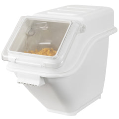 Met Lux 6 gal Rectangle White Shelf Ingredient Bin - with 2 1/2 Cup Measuring Scoop - 1 count box