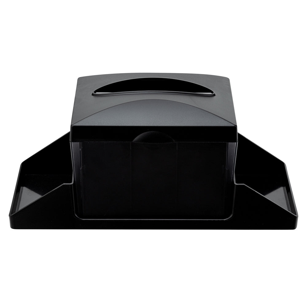 Bar Lux Rectangle Black Plastic Tabletop Condiment Caddy / Interfold Napkin Dispenser - 14 1/4" x 5 3/4" x 6 1/2" - 10 count box