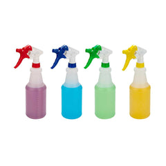 RW Clean Assorted 25 oz Plastic Spray Bottle Set - Includes 4 Bottles, Adjustable Nozzle - 40 count box