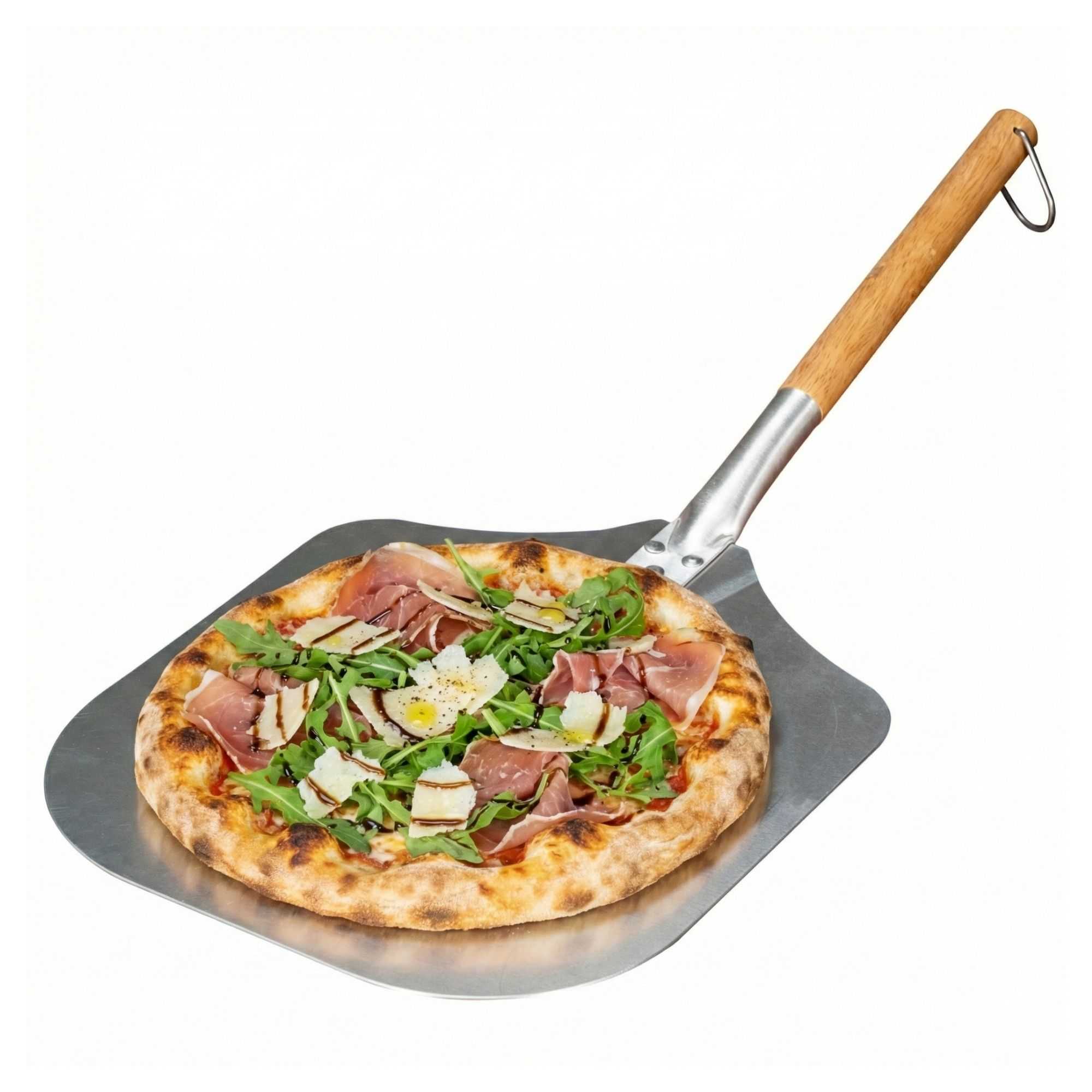 Met Lux Aluminum Pizza Peel - with 10" Wooden Handle - 12" x 14" - 1 count box
