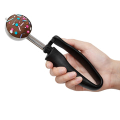 Comfy Grip 1.25 oz Stainless Steel #30 Portion Scoop - with Black Ambidextrous Handle - 1 count box