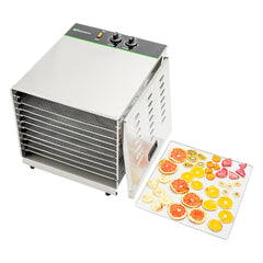 Hi Tek Stainless Steel 10-Tray Food Dehydrator - Removable Door, 120V, 1000W - 1 count box
