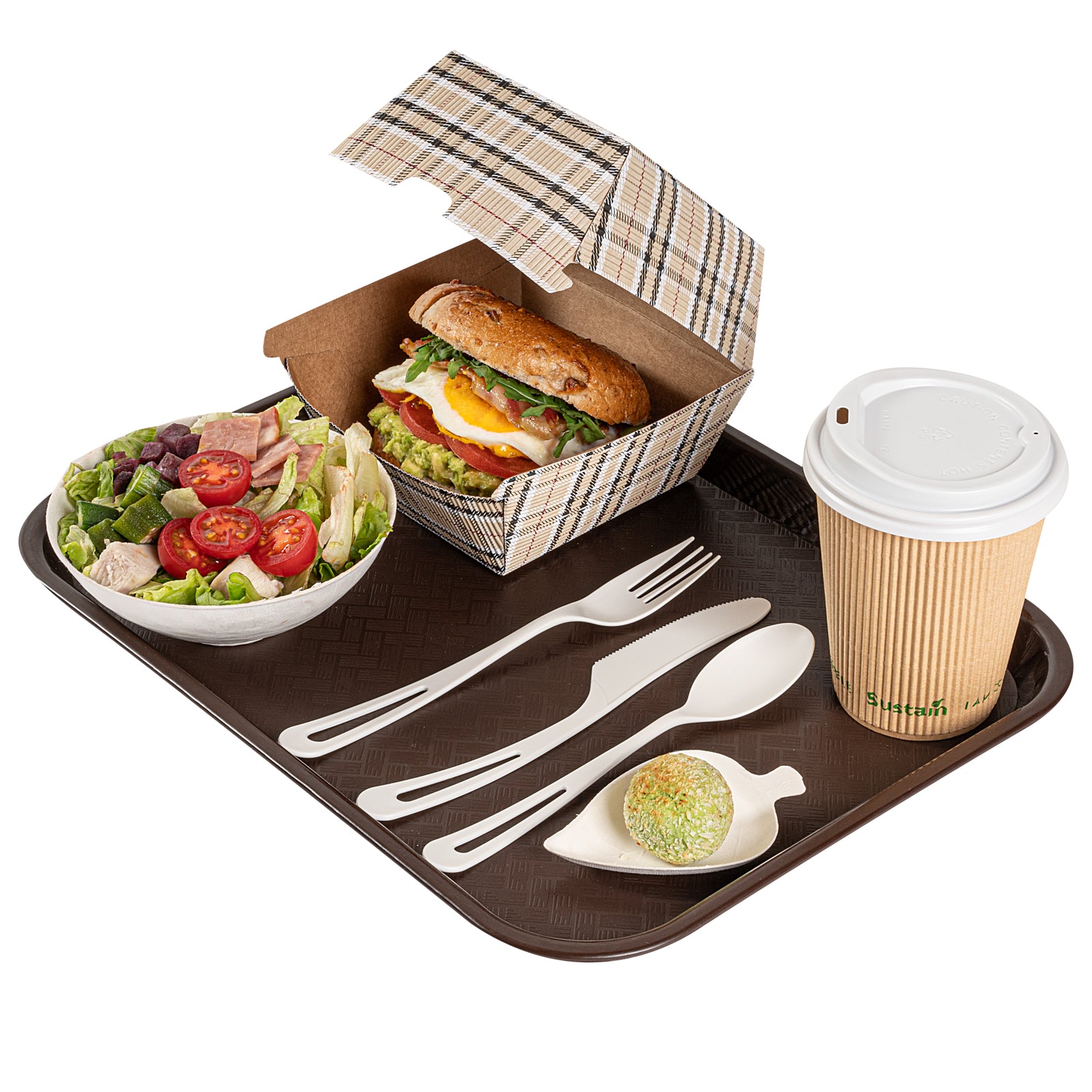 Chef 101 Rectangle Brown Plastic Fast Food Tray - 10