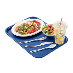 Chef 101 Rectangle Blue Plastic Fast Food Tray - 12
