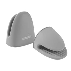 Comfy Grip Gray Silicone 2-Piece Mini Pot Holder Mitt Set - Heat-Resistant - 4 1/4