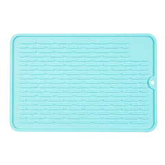 Comfy Grip Rectangle Turquoise Silicone Dish Drying Mat - 11 3/4