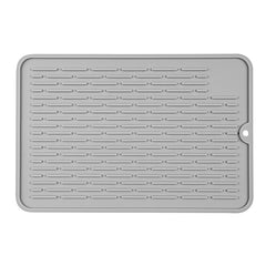 Comfy Grip Rectangle Gray Silicone Dish Drying Mat - 11 3/4