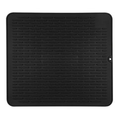 Comfy Grip Rectangle Black Silicone Dish Drying Mat - 17 3/4