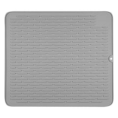 Comfy Grip Rectangle Gray Silicone Dish Drying Mat - 17 3/4
