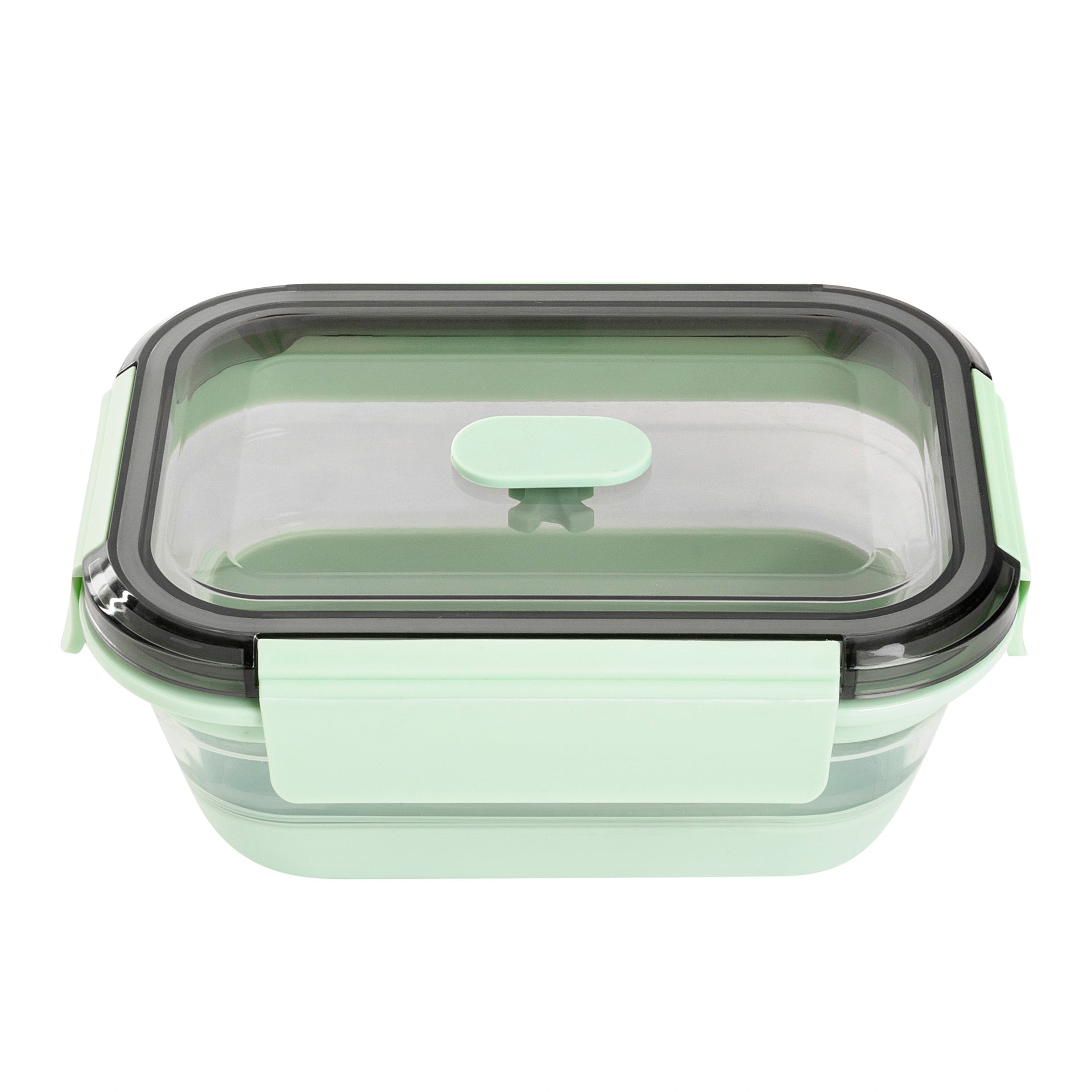 Fresh Hero 27 oz Green Plastic Airtight Food Storage Container - with Vented Lid, Collapsible - 7 1/4" x 5 1/2" x 2 3/4" - 1 count box