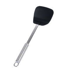 German Standard Black Nylon High Heat Wok Spatula - with Stainless Steel Handle - 14 1/4'' - 36 count box
