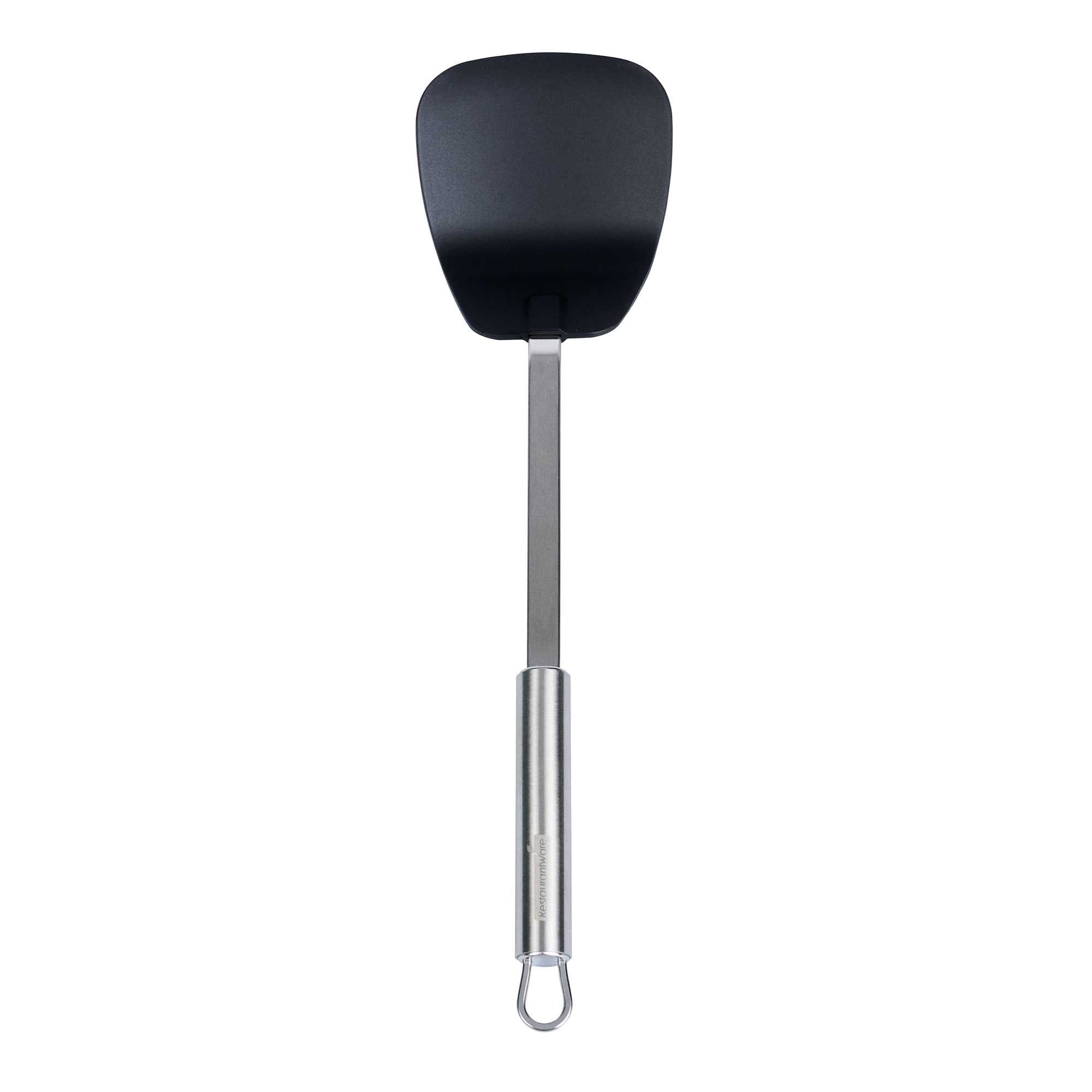 German Standard Black Nylon High Heat Wok Spatula - with Stainless Steel Handle - 14 1/4'' - 6 count box