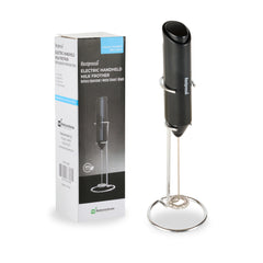 Restpresso Black Electric Handheld Milk Frother - Battery-Operated, with Stand - 1'' x 1 1/2'' x 8 1/2'' - 1 count box