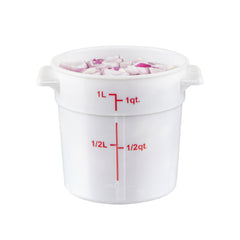 Met Lux 1 qt Round White Plastic Food Storage Container - with Red Volume Markers - 5
