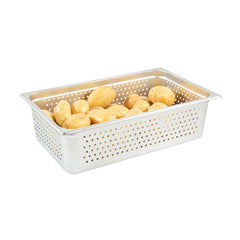 Kitchen Tek Stainless Steel Full Size Steam Table Pan - 6 Inch Deep, Perforated, Anti Jam, 24 Gauge - 12 count box