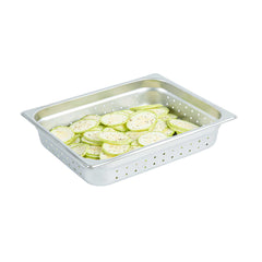 Kitchen Tek Stainless Steel 1/2 Size Steam Table Pan - 2 1/2 Inch Deep, Perforated, Anti Jam, 24 Gauge - 24 count box