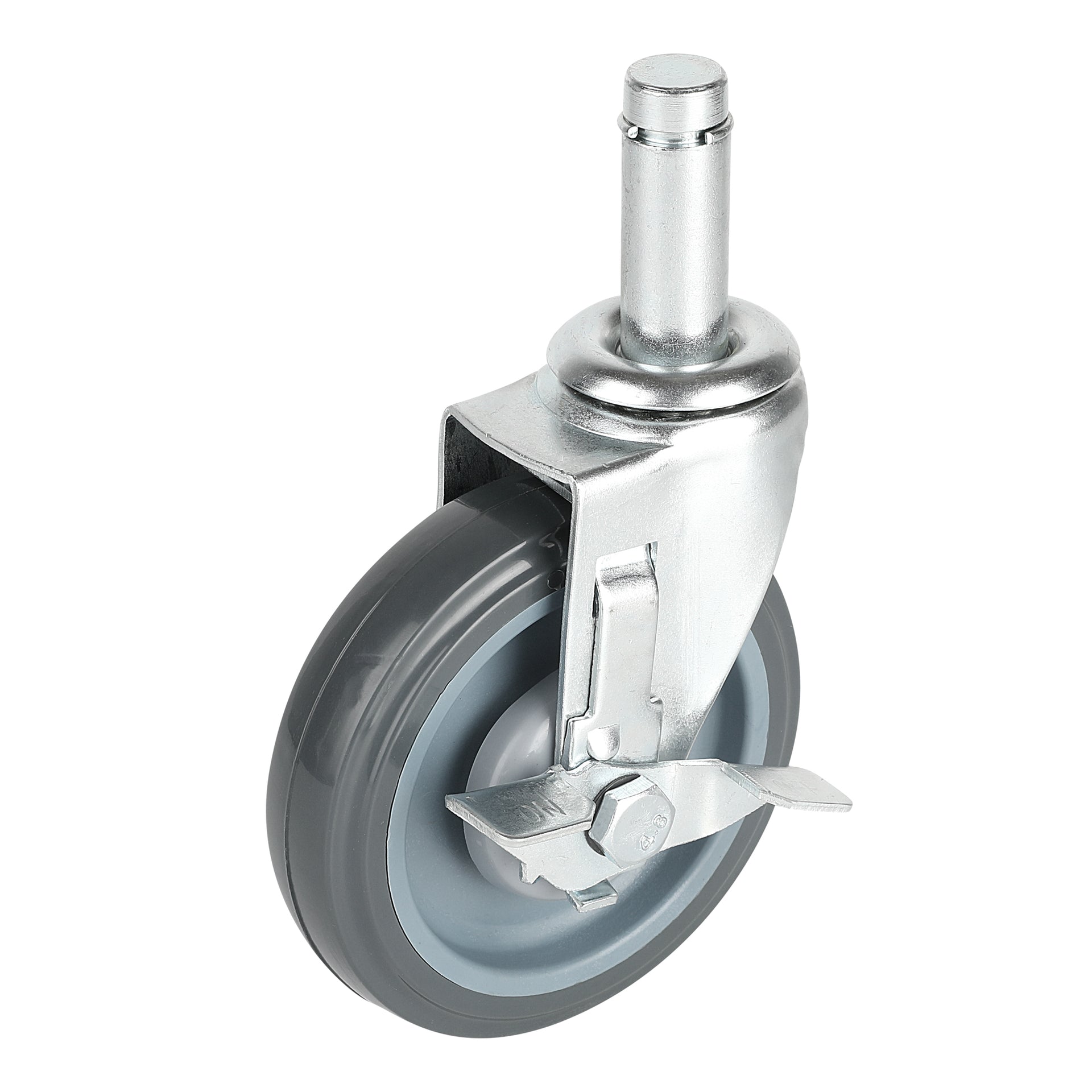 Chef 101 Gray Shelf Kit Swivel Stem Caster - with Brakes - 5" - 4 count box